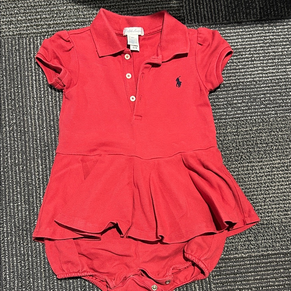 Ralph Lauren Kids Red Polo Romper